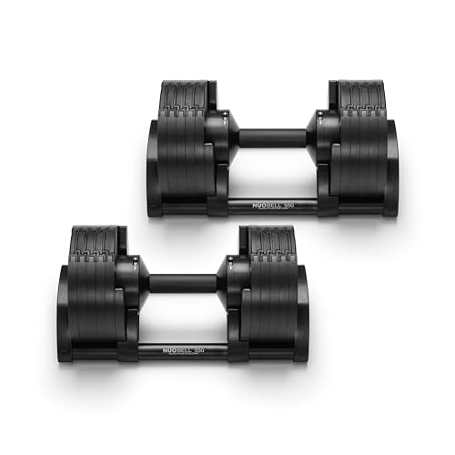 NÜOBELL® Adjustable Dumbbell Set, 5-50 LB or 5-80 LB, Easy Twist ...