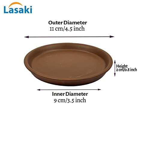 Image of Lasaki Round Ceramic Trays (Plates Saucers) for Pots, planters, Flower, Succulent(Set of 2,Truffle,3.5 inch) R3.5(Plants not Included)
