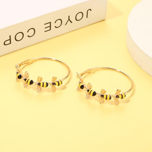 Bee Hoop Earrings Honey Bee Large Gold Hoop Earrings Stud Fun Cute Animal Jewelry for Women Spring Summer Holiday Party Gift4