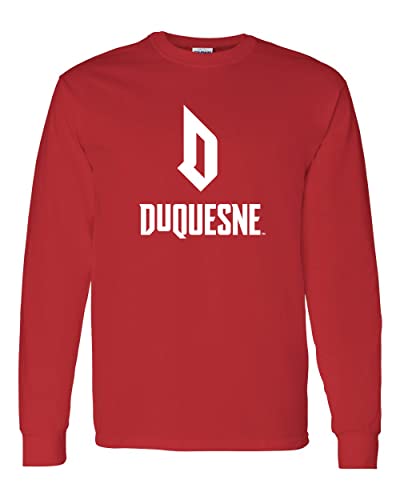 CreateMyTee | Duquesne University Stacked Long Sleeve T-Shirt (Red, Large)