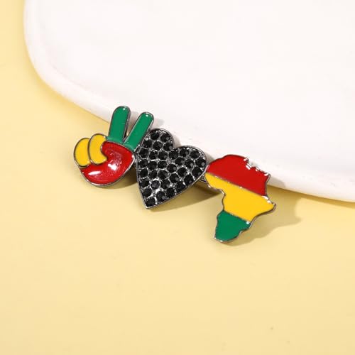 Image of African Brooches for Women Juneteenth Brooch Pins Enamel Black History Africa Map Brooches Black Queen Power Fist Lapel Pins Black History Month Juneteenth African Jewelry Accessories Outfits Party Favors Gifts