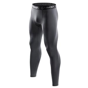 Niksa 1 Pack Men’s Compression Leggings for Gym Running Cycling – Elastic Soft Fabric, Flat Seam Anti-Friction, Muscle Support Activewear Base Layer Tights