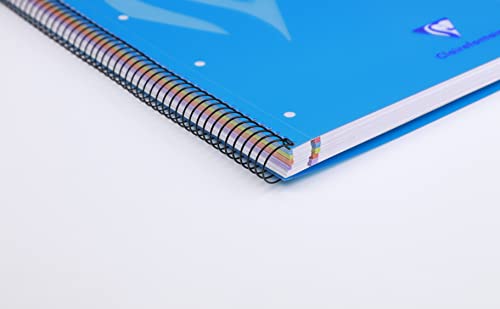 Clairefontaine 598723C - Collegeblock Spiralheft Mimesys A4+, 120 Blatt 90g, kariert mit Kopfleiste, 4-fach gelocht, Neon Farben sortiert, 1 Stück