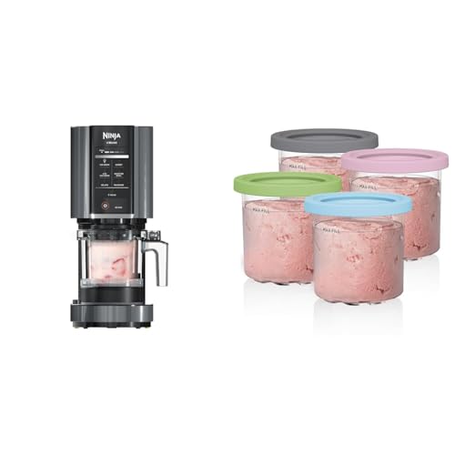 Ninja NC299AMZ CREAMi Ice Cream Maker, for Gelato, Mix-ins, Milkshakes, Sorbet & Pints 4 Pack, Compatible with NC299AMZ & NC300s Series Creami Ice Cream Makers, BPA-Free & Dishwasher Safe, Color Lids
