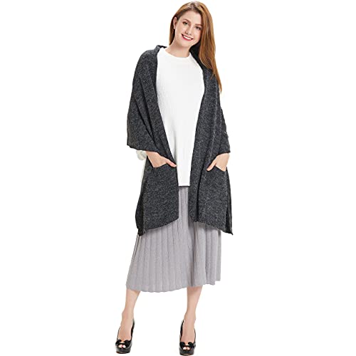 HANERDUN Women Warm Pashmina Shawl Wrap Winter Soft Cashmere Scarf with Pockets3
