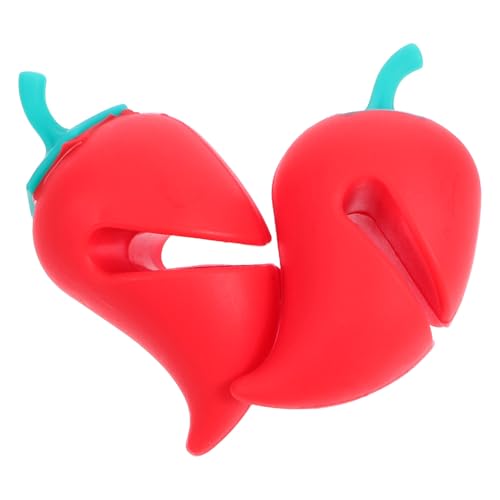 SHINEOFI Supporto per Coperchio in Silicone a Forma di Peperone, Set da 2 Sollevatori Anti-trabocco Rilasciatore di Vapore per Pentole, Accessori da Cucina per Casa, Ristorante e Hotel