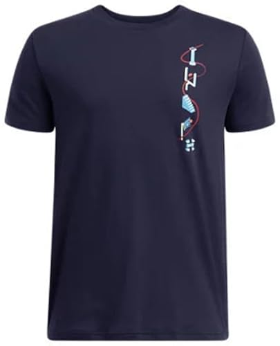 Under Armour Jungen Jungen UA Portal Logo Kurzarm Tops, Midnight Navy/Ether Blue, S