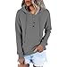 Kenhansion Womens Casual Button Down Hoodies Drawstring Long Sleeve Pullover Hooded Fall Fashion Sweatshirt Outfits Clothes (Grey,Large)