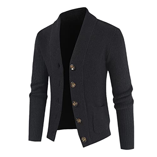 Cardigan décontracté manches longues homme Roquorl pull gilet noir col en V vêtement uni taille M