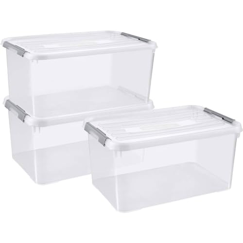 Curver Lot de 5 Boîtes de Rangement Handy 15L - Boîte de Rangement Multifonction - pour Chambre, Bureau, Garage, Cabanon, Buanderie - Fermeture Rapide à...