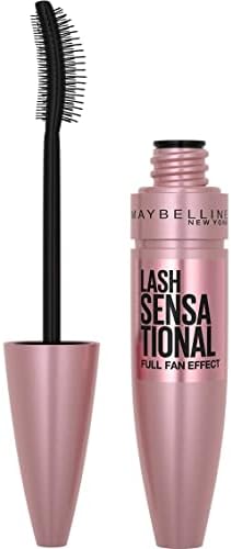 Maybelline Lash Sensational Washable Mascara, Lengthening and Volumizing for a Full Fan Effect, Blackest Black, 1 Count
