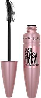 Maybelline Lash Sensational Washable Mascara, Lengthening and Volumizing for a Full Fan Effect, Blackest Black, 1 Count