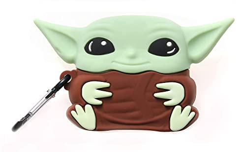 Image of PEFKO PSS121 AirPods Pro Soft Silicone Protective Case 3D Design Shockproof Case Cover with Anti-Lost Metal Keyring Compatible for Apple AirPods Pro (YODA)