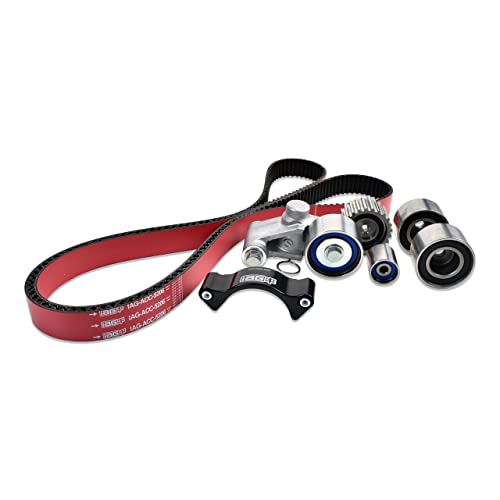 IAG Performance Timing Belt Kit w/Red Racing Belt, Timing Guide, Idlers & Tensioner for Subaru WRX 02-14, 04-21 STI, 05-12 Legacy GT, 04-13 Forester XT
