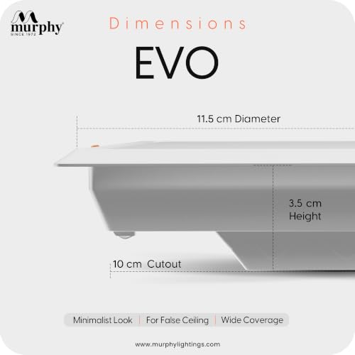 Image of Murphy EVO 10W Square LED Panel Light | 3000K Warm White| Recessed Ceiling Light | 1000 Lumens | 100mm Cutout |BIS Approved | 4kV Surge Protection | 2-Year Warranty | Pack of 12