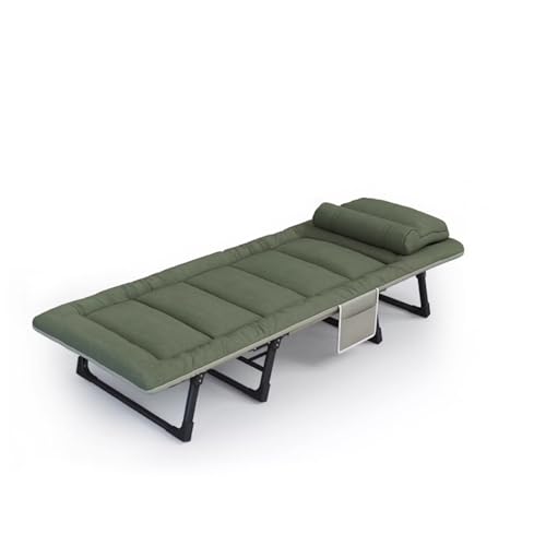 Letto Singolo a Scomparsa con Cuscino Cervicale, Telaio in Acciaio Ispessito, Schienale Regolabile, Brandina Pieghevole Campeggio per Casa e Ufficio