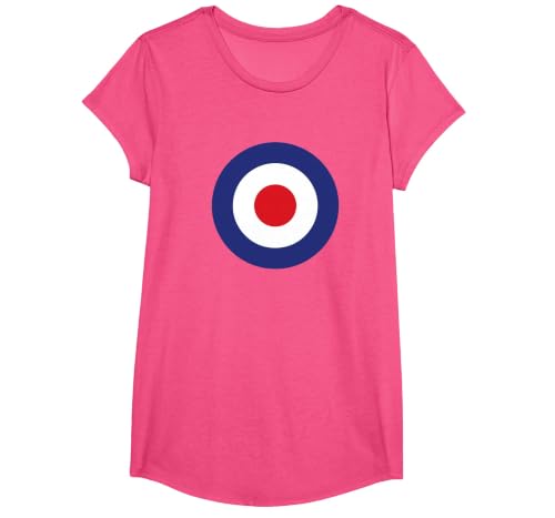 Mod Target Circle Music Logo | Retro Air Force RAF Roundel T-Shirt, Girls, Pink Heather, Small
