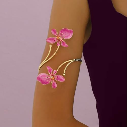 Arm Cuff Jewelry for Women Adjustable Flower Cuff Bangle Bracelet Gold Armband Upper Jewelry Gifts for Women4