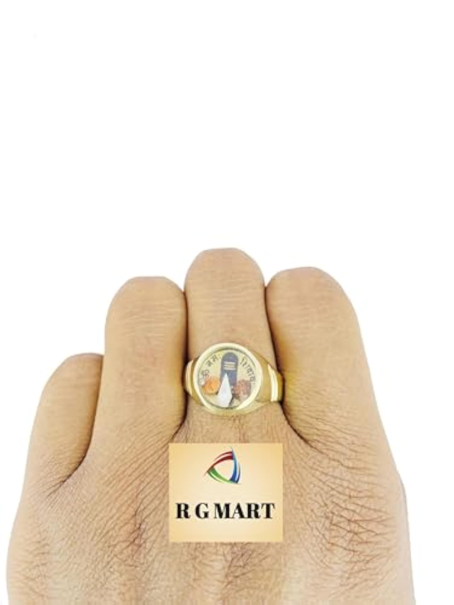 Ashtadhatu Shivling Double Rudraksha Shank Yantra Gold Plated Brass Ring