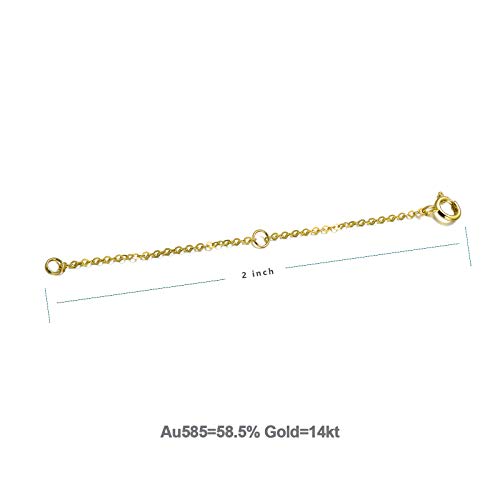 14K Solid Gold Chain Necklace Extender 2 Inch, Delicate Durable Adjustable Gold Chain Extender for Gold Necklace Bracelet - Image 3