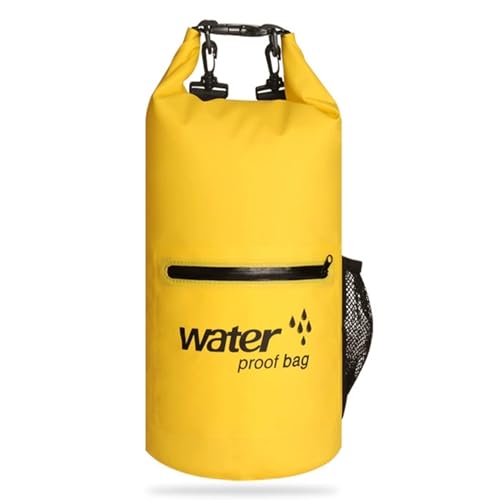 Nyutcwe Dry Bags Waterproof, 10L Portable Adjustable Floating & Lightweight Dry Bag Backpack for Kayaking, Boating and Camping, Yellow Waterproof Bag