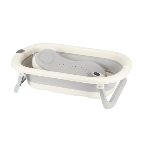 Faltbare Babybadewanne mit Thermometer, Badewannenliege, Duschanschluss, rutschfester Saugnapf, faltbare Babybadewanne für Neugeborene, 0 bis 24 Monate (Grau, 43 x 71 x 18,5 cm) Faltbare Babybadewanne mit Thermometer, Badewannenliege, Duschanschluss, rutschfester Saugnapf, faltbare Babybadewanne für Neugeborene, 0 bis 24 Monate (Grau, 43 x 71 x 18,5 cm)