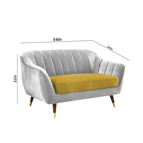 Image of Casaliving Anyse 2 Seater Sofa Set for Living Room (Yellow Grey Fabric) Premium Fabric Sofa