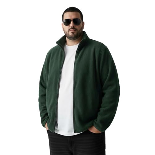 Image of UNSTD Men Plus Size Fleece Jacket for Men Standard Length | Winter Wear Full Sleeves Zipper Jacket | Warm & Comfortable Big and Tall Jacket