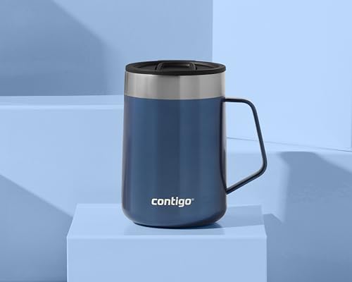 Contigo Streeterville Desk Mug, 420 ML – Insulated Coffee Mug with Stainless Steel Handle, Thermalock Vacuum Insulation, Keeps Coffee & Tea Hot up to 5 Hours, Coffee Mug for Office & Home (Blue)