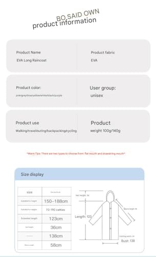 Image of Rain Ponchos for Adults, Reusable PEVA Rain Coats for Women Men Waterproof Lightweight Long Rain Jackets with Hood