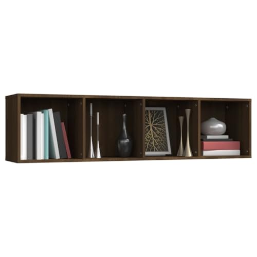 Bibliothèque bois 4 compartiments étagère murale flexible pour multimédia - 7