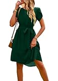 iffei abito estivo da donna, leggero, bohémien, con volant, abito da spiaggia con cintura, verde scuro, l