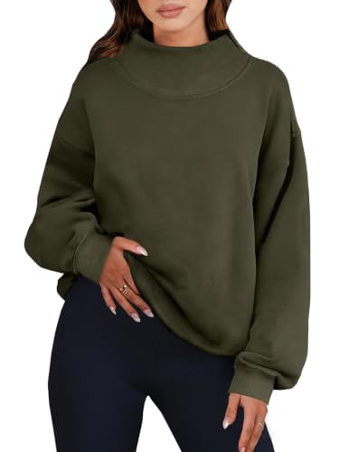 Image of ANRABESS Womens Oversized Sweatshirts Mock Neck Pullover