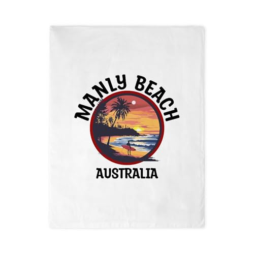 CafePress Manly Beach Australia (with Black Lettering) Twin Duvet Cover, Printed Comforter Cover, Unique Bedding,