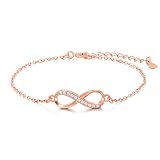 Moronly Infinity Love Bracelet for Women 925 Sterling Silver Bracelet Endless Love Symbol Charm Adjustable Bracelet Cubic Zirconia Mother's Day Birthday Anniversary Valentine's Day Gift