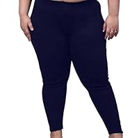 PandaWears Reg/Plus Size Ankle Leggings - Stretch Fit (7XL, Navy)