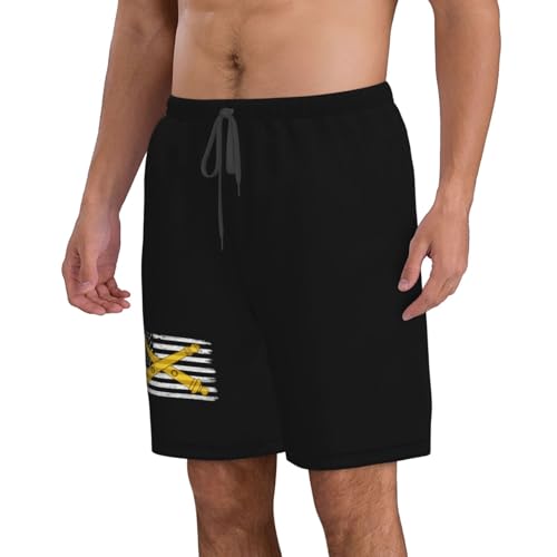 US and United States Army Field Artillery Collar Brass Mens Swim Trunks Quick Dry Swim Board Shorts Casual Beach Shorts2
