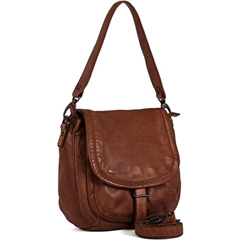 Gianni Conti Soft Tan Vintage Leather Flap Saddle Bag (Tan) Cover