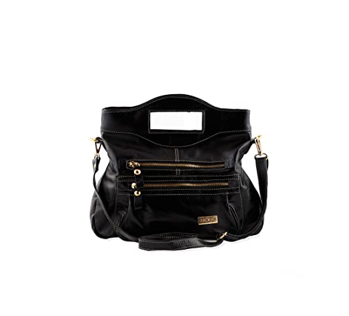 Bolsa Transversal Tiracolo Social em Couro Legitimo (Preto)