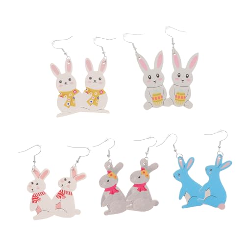 Boucles d'oreilles de Pâques en lot de 5 paires : bijoux d'oreille tendance femme