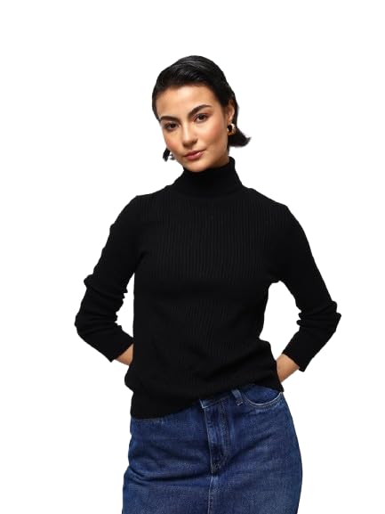 high star clothing High Star Women Acrylic Knitted Regular fit Turtle Neck Full Sleeves Sweaters 42-picture-56