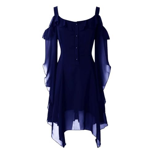 Genérico Vestido de Halloween para Mujer Vestido Largo Casual Novia Fantasma corsé gótico Victoriano Gótico Ropa Punk Disfraz Estilo Medieval Victoriano Adulto Disfraces Carnaval Cosplay