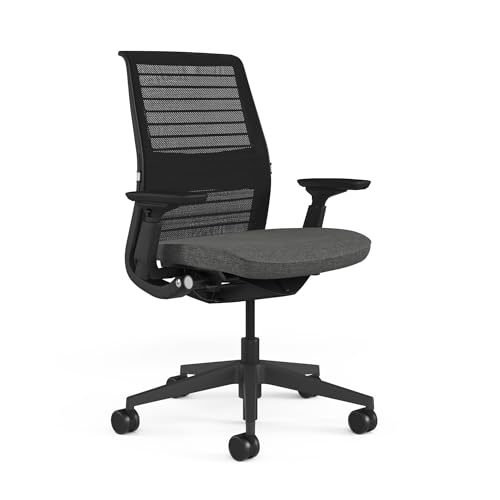 Image of Steelcase Think Ergonomic Office Chair - Otto Charcoal | Adjustable Lumbar Support, 4D Arms, LiveBack System | Weight-Activated Recline | 12-Year Warranty (Black)