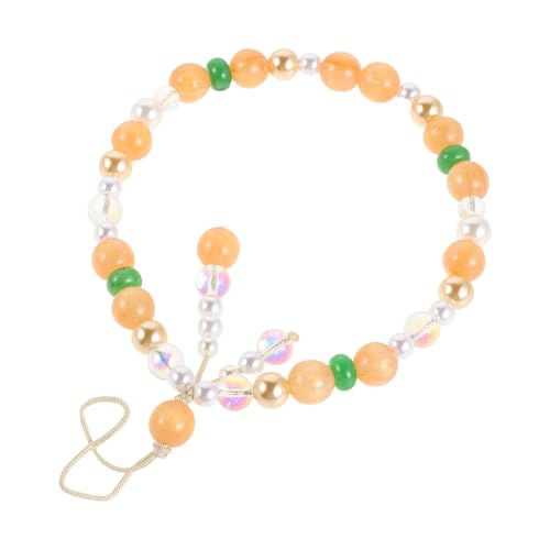Accesorio elegante para mujer con cordón para teléfono celular de cristal naranja