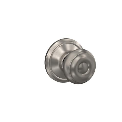 Image of Schlage F10 GEO 619 Georgian Door Knob, Hall & Closet Passage Lock, Satin Nickel