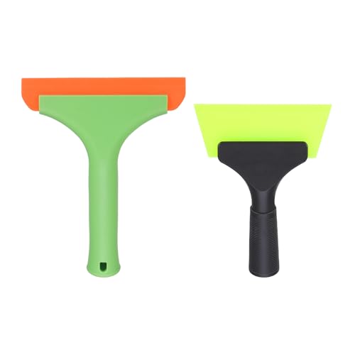 Image of uxcell Small Silicone Shower Squeegee for Glass Doors, 6 inch Bath Squeegee with 5 inch Small Rubber Window Shower Squeegee for Bathroom Window Mirror, Green /Orange,Black /Green