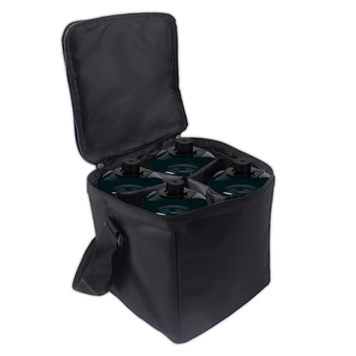 Klmnop 1 LB Propane Tank Storage Bag with Padding, 600D Oxford Mini Propane Protective Bag with Strap to Hold 4 Pcs 16 OZ Gas Tank for Outdoor Camping, Cooking(Black)