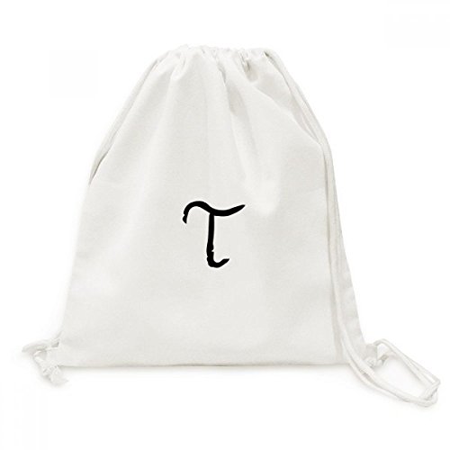 Sac de voyage en toile noire et motif alphabet grec tau avec cordon