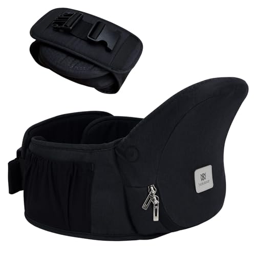 Bebamour Hipseat Cochecito De 0 A 36 Meses, Ligero, Ajustable, Banco De Cintura, Bebé Recién Nacido Tres En Uno Al Asiento Del Bebé New Black