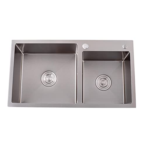 Fregadero de acero inoxidable 304 de doble cubeta, fácil de limpiar, barra de cocina cuadrada, contenedor de agua con drenaje y canasta escurridora, adecuado para montaje debajo del mostrador y m